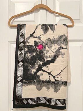 Elegant Ink Print Shawl Inspired by Chinese Culture | NWOT